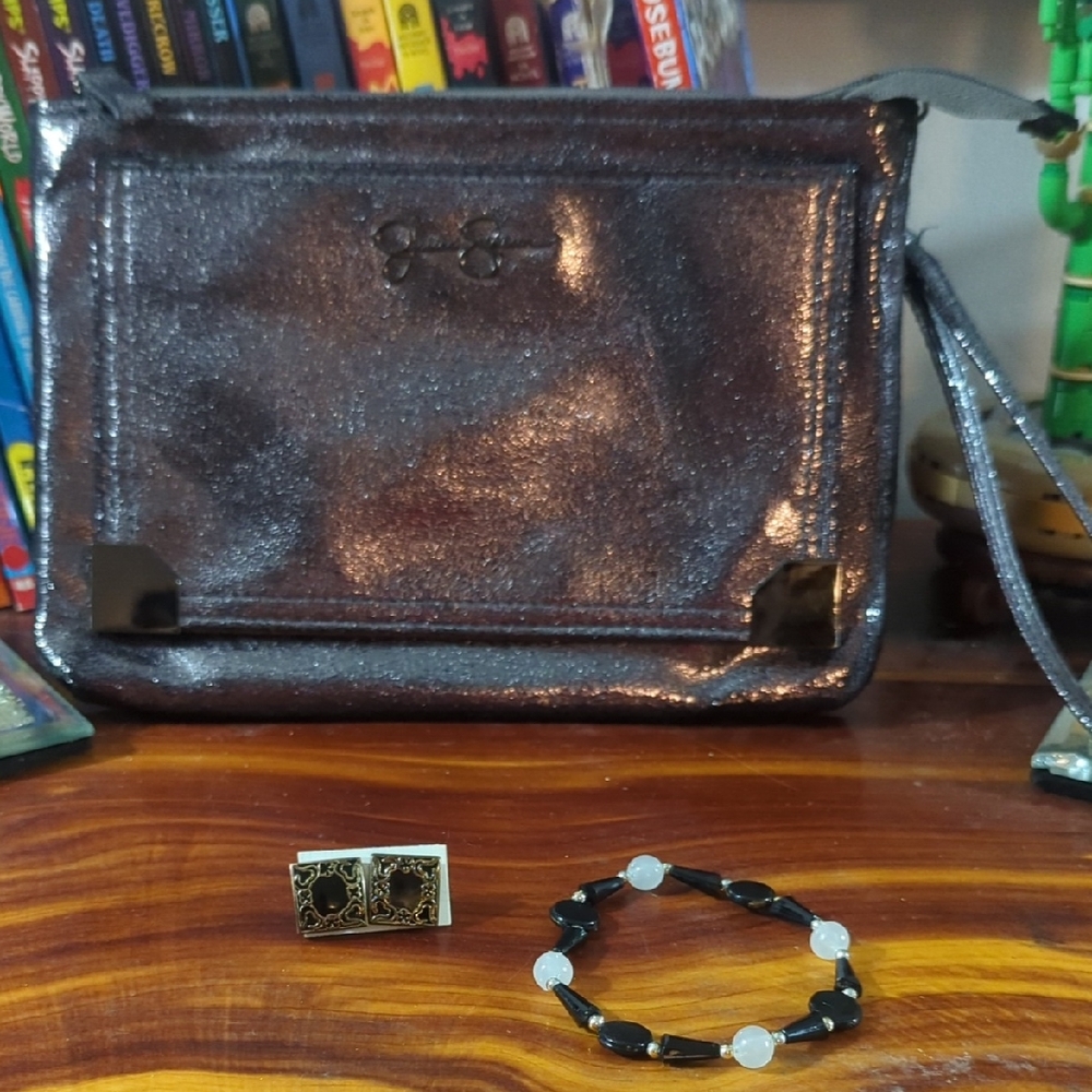 Jessica Simpson Metallic Black Crossbody Bag